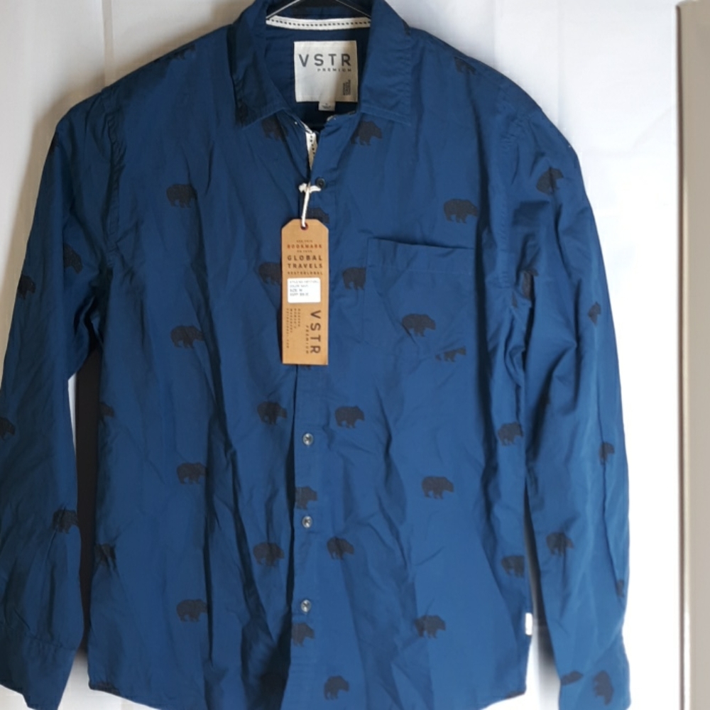VSTR Cotton long sleeve Bear print Button shirt